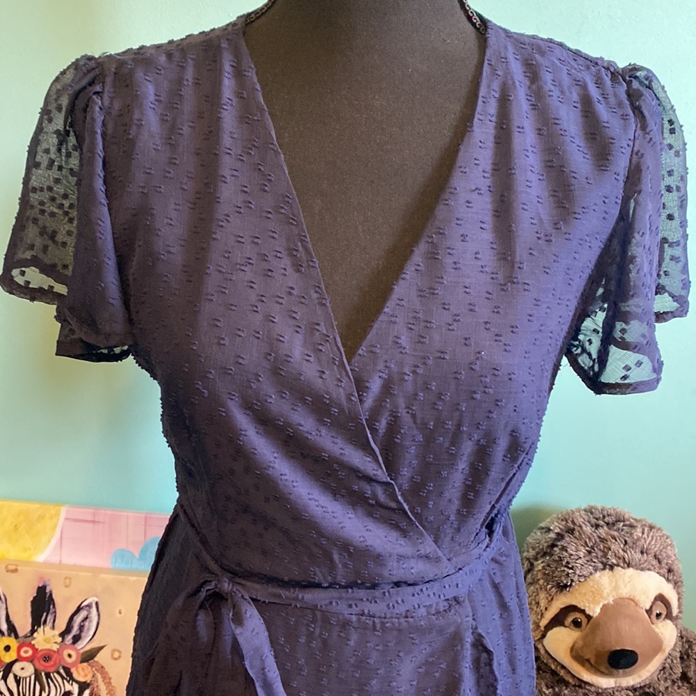 NWT Francesca’s Small Navy Blue Wrap Dress - Picture 6 of 8